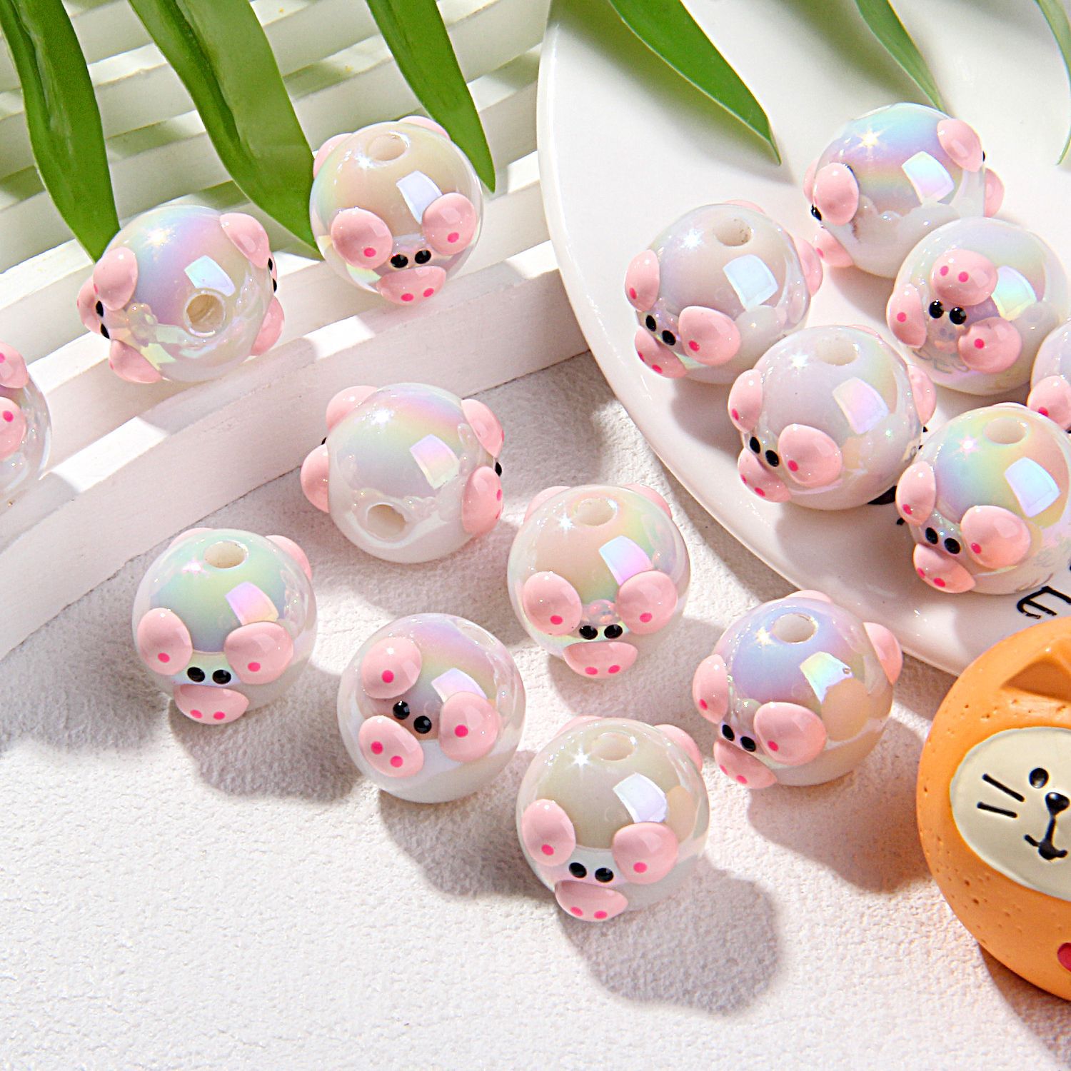 20 Mixed-Color Hand-Painted Beads