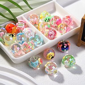 20 Mixed-Color Hand-Painted Beads