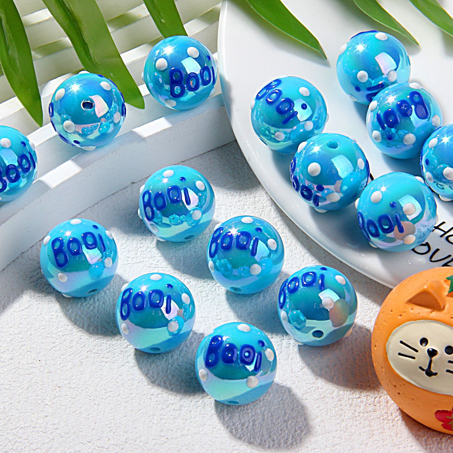 20 Mixed-Color Hand-Painted Beads