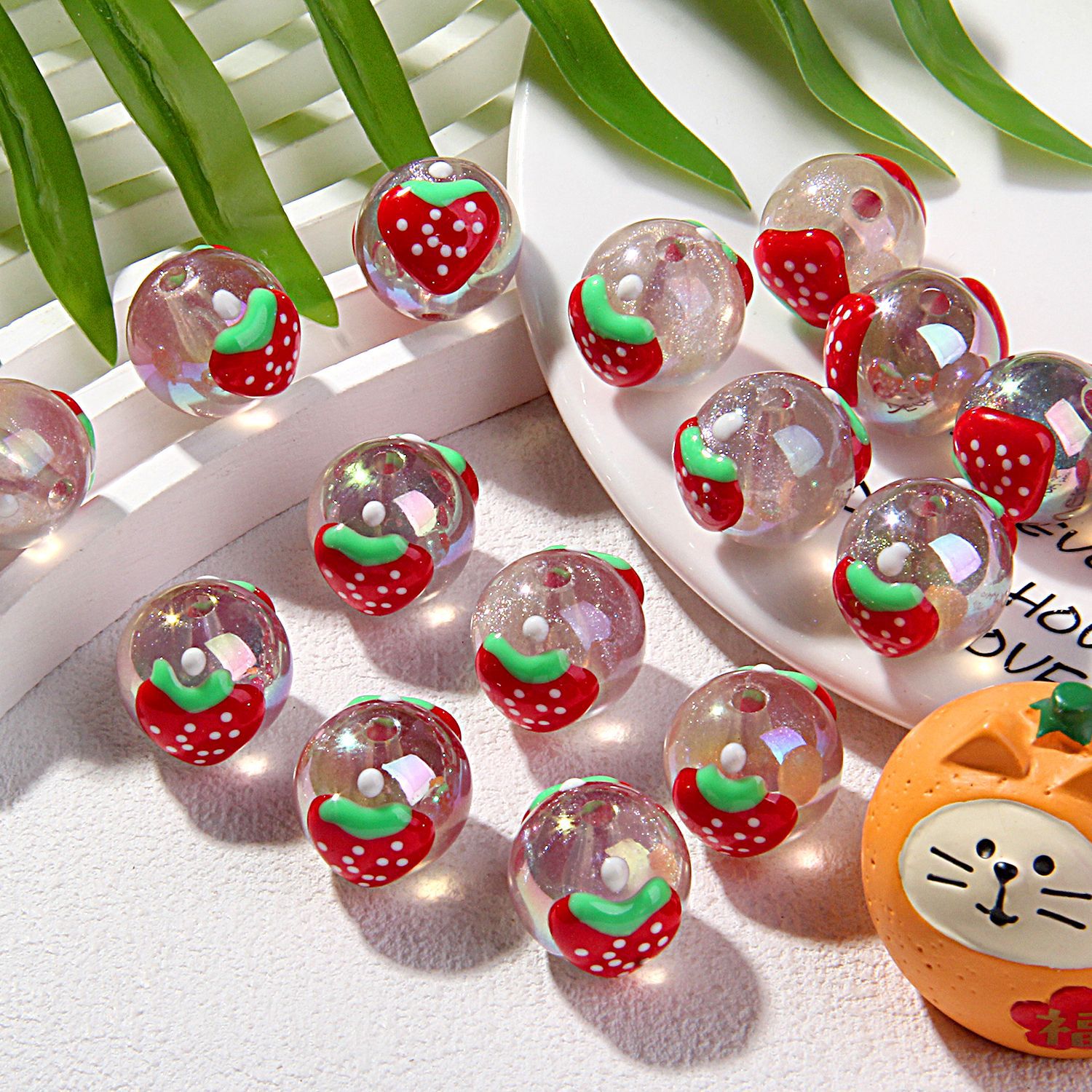 20 Mixed-Color Hand-Painted Beads