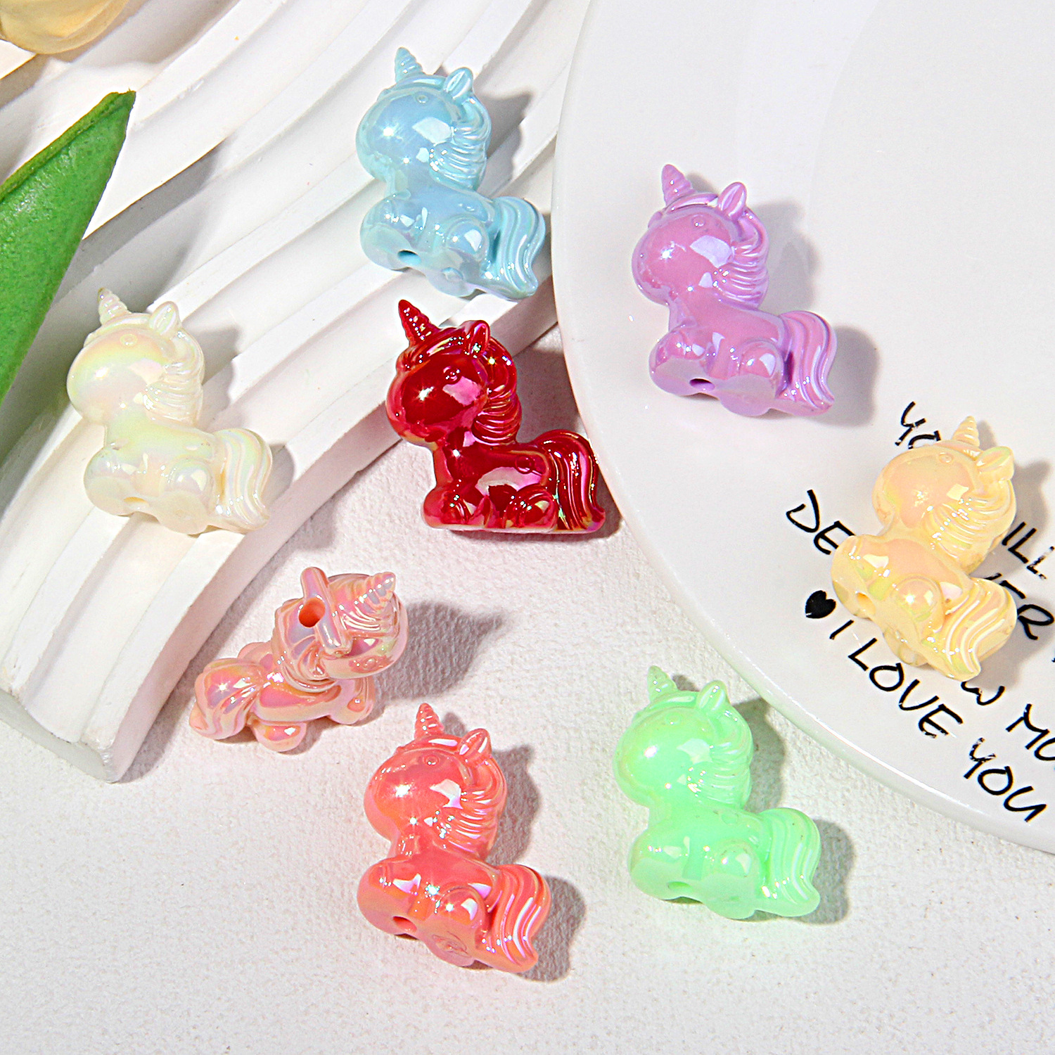 20 Mixed-Color Hand-Painted Beads