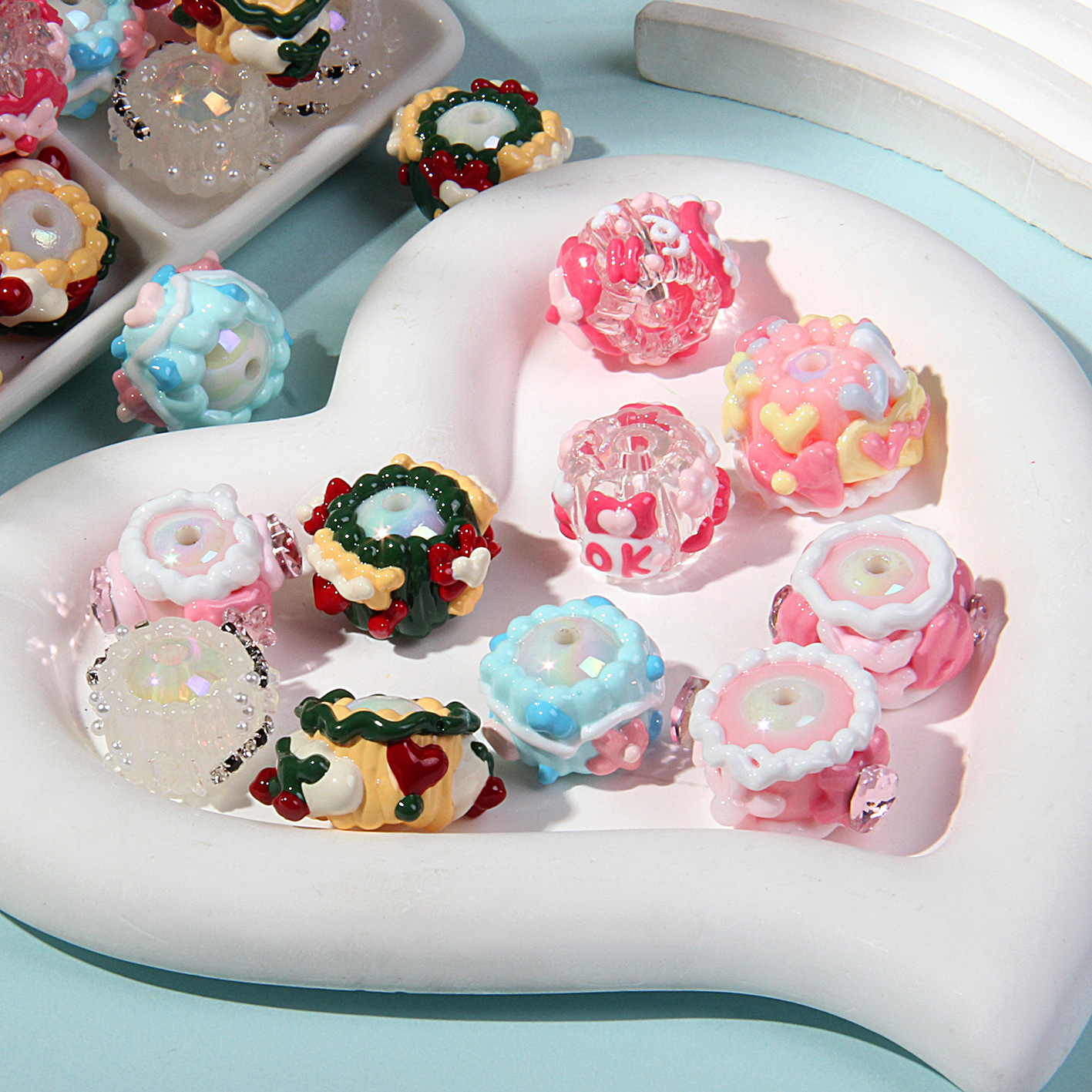 20 Mixed-Color Hand-Painted Beads