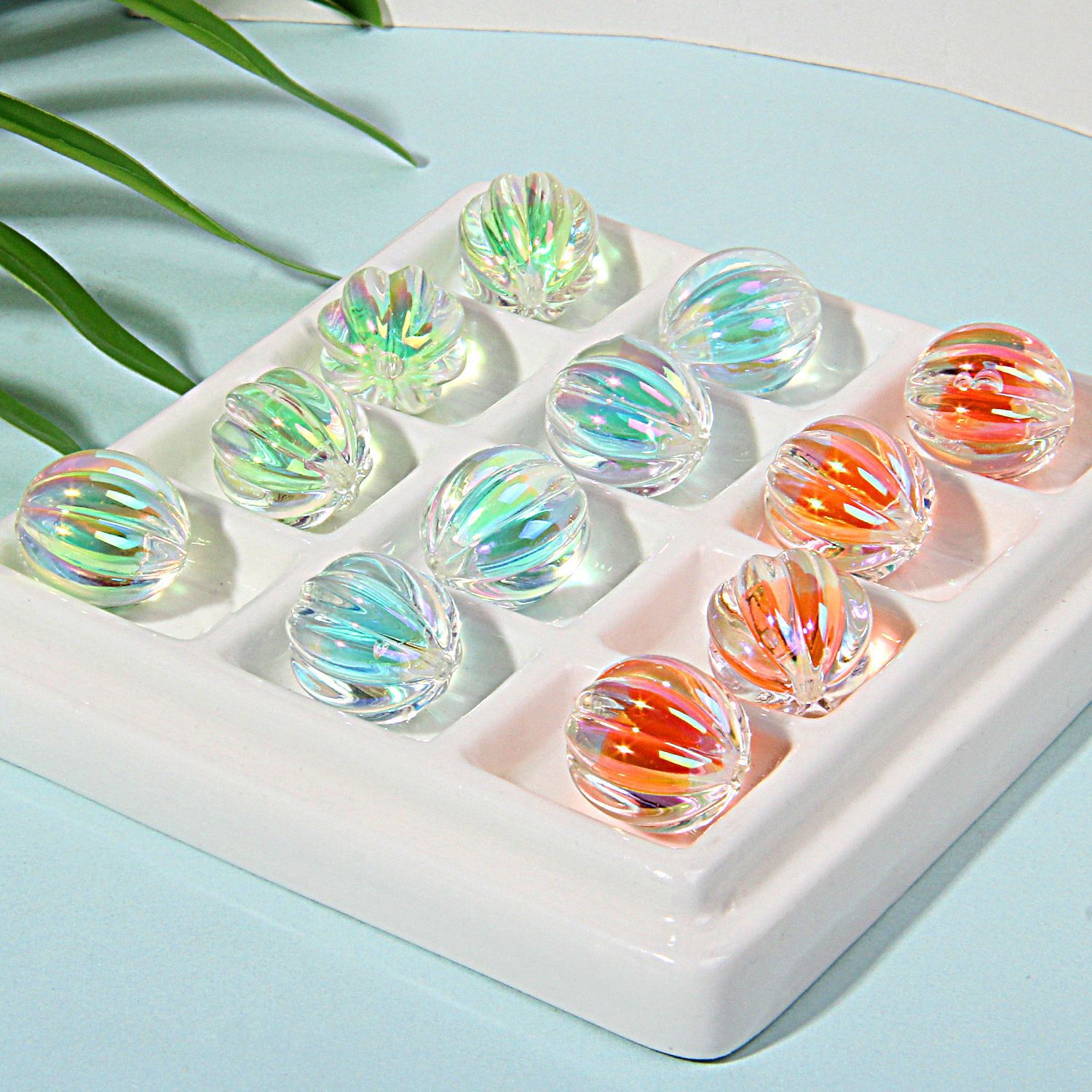 30 Mixed-Color Hand-Painted Beads