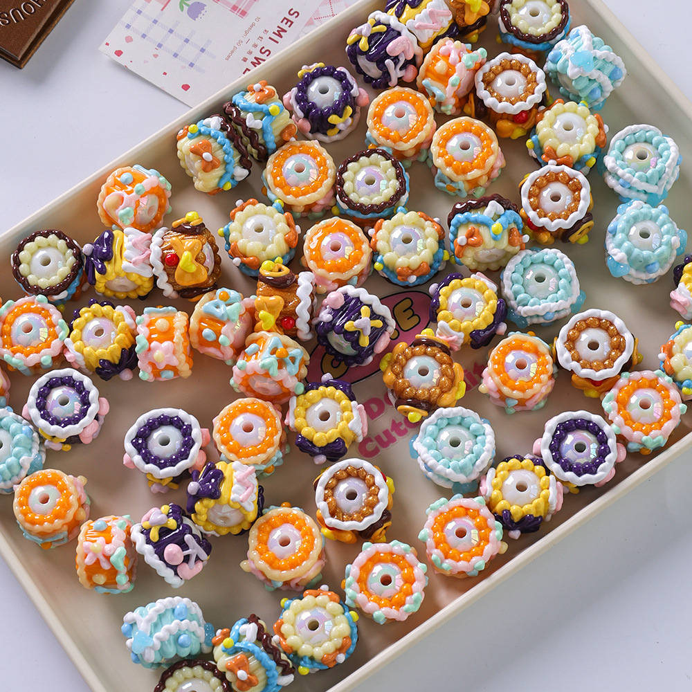10Mixed-Color Hand-Painted Beads