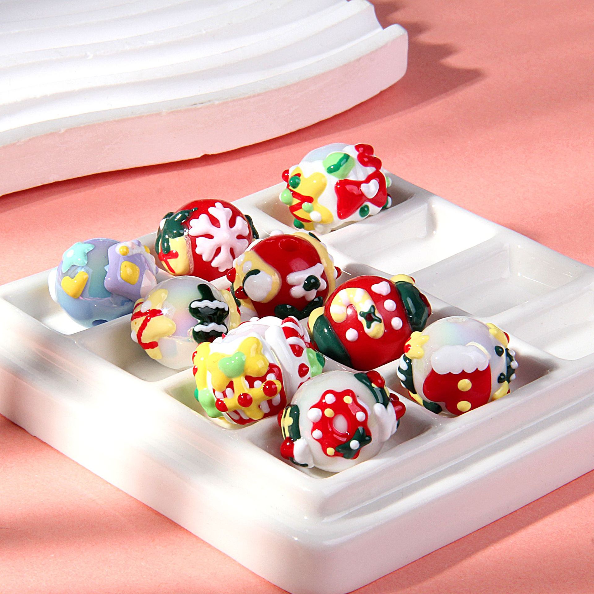 20 Mixed-Color Hand-Painted Beads