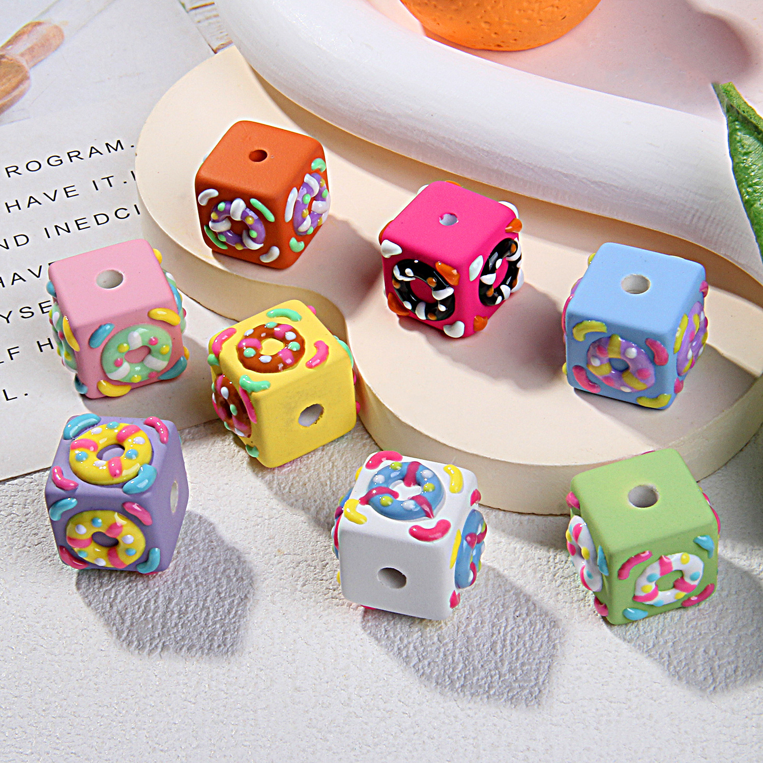 20 Mixed-Color Hand-Painted Beads