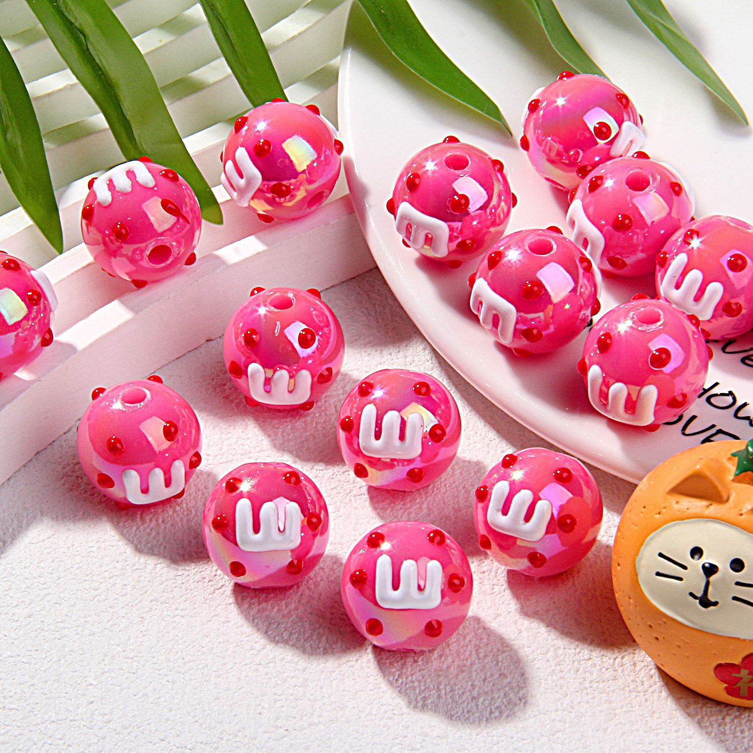 20 Mixed-Color Hand-Painted Beads