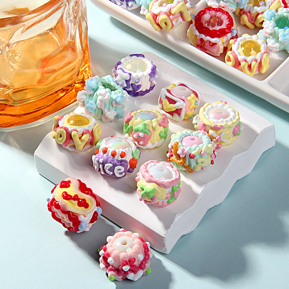 20 Mixed-Color Hand-Painted Beads
