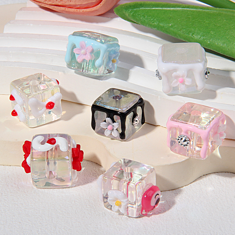 10 Mixed-Color Hand-Painted Beads
