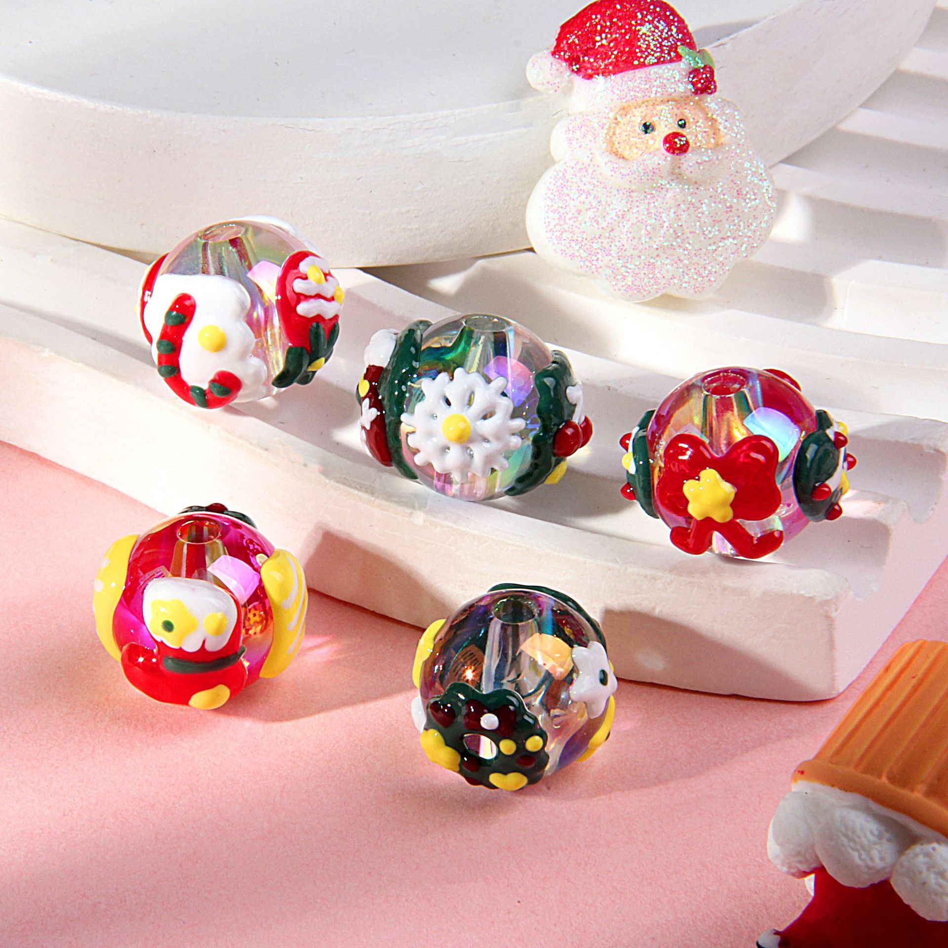 20 Mixed-Color Hand-Painted Beads