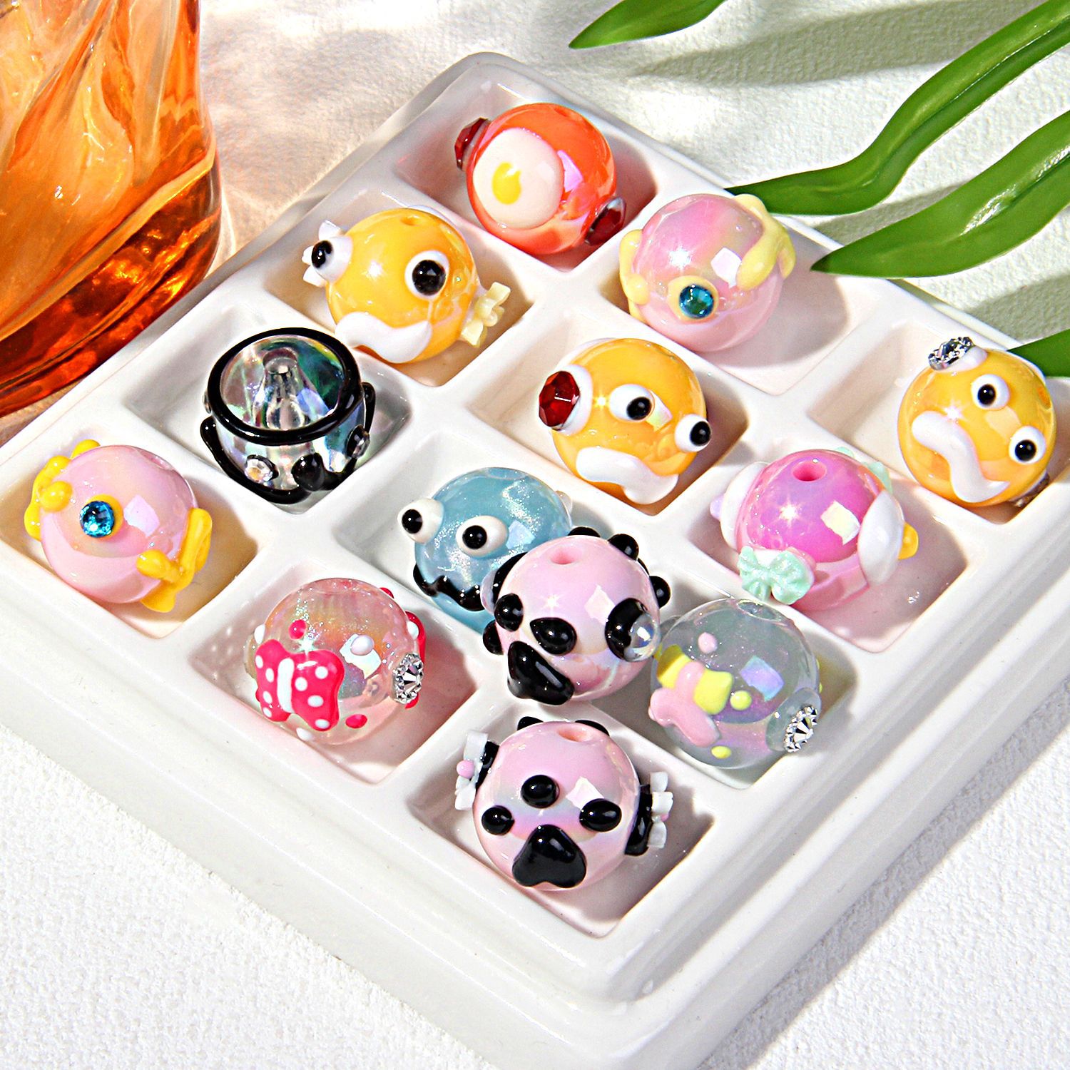 20 Mixed-Color Hand-Painted Beads