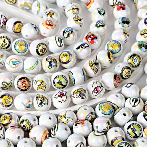 （200pcs）16mm NFL 32 Teams Printed Round Beads for DIY Jewelry Making
