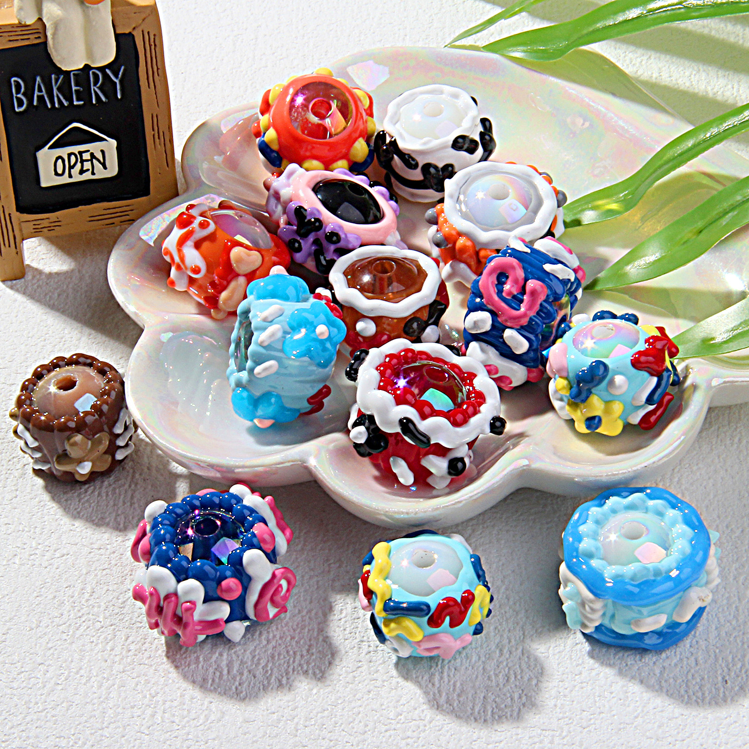20 Mixed-Color Hand-Painted Beads