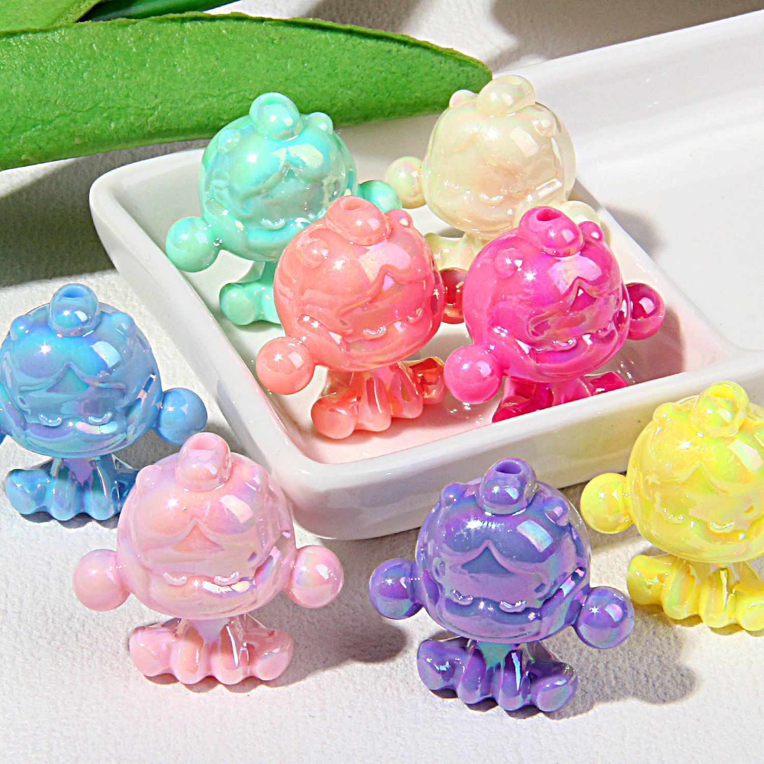 20 Mixed-Color Hand-Painted Beads
