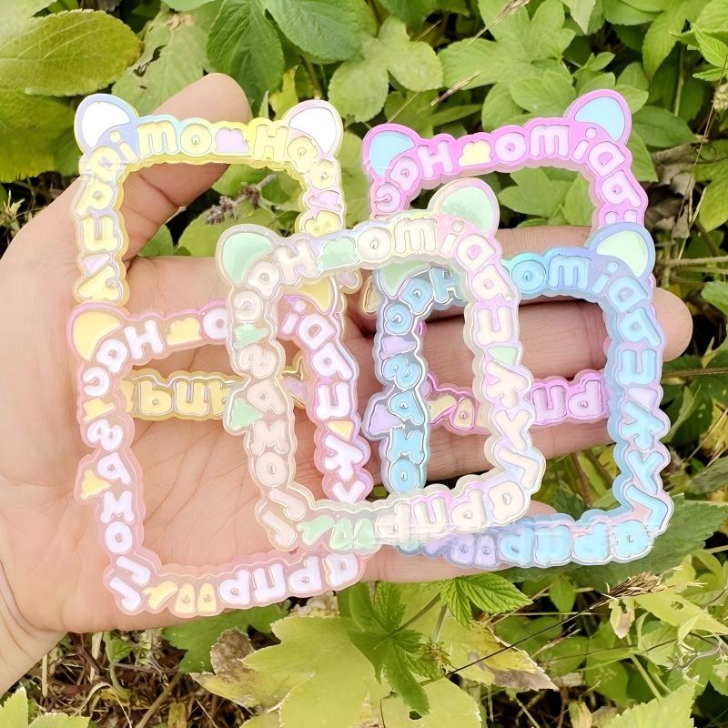 10PCS 60×55mm Glow-in-the-Dark Jelly Gold Glitter Resin Photo Frame Beads with Through Holes for DIY