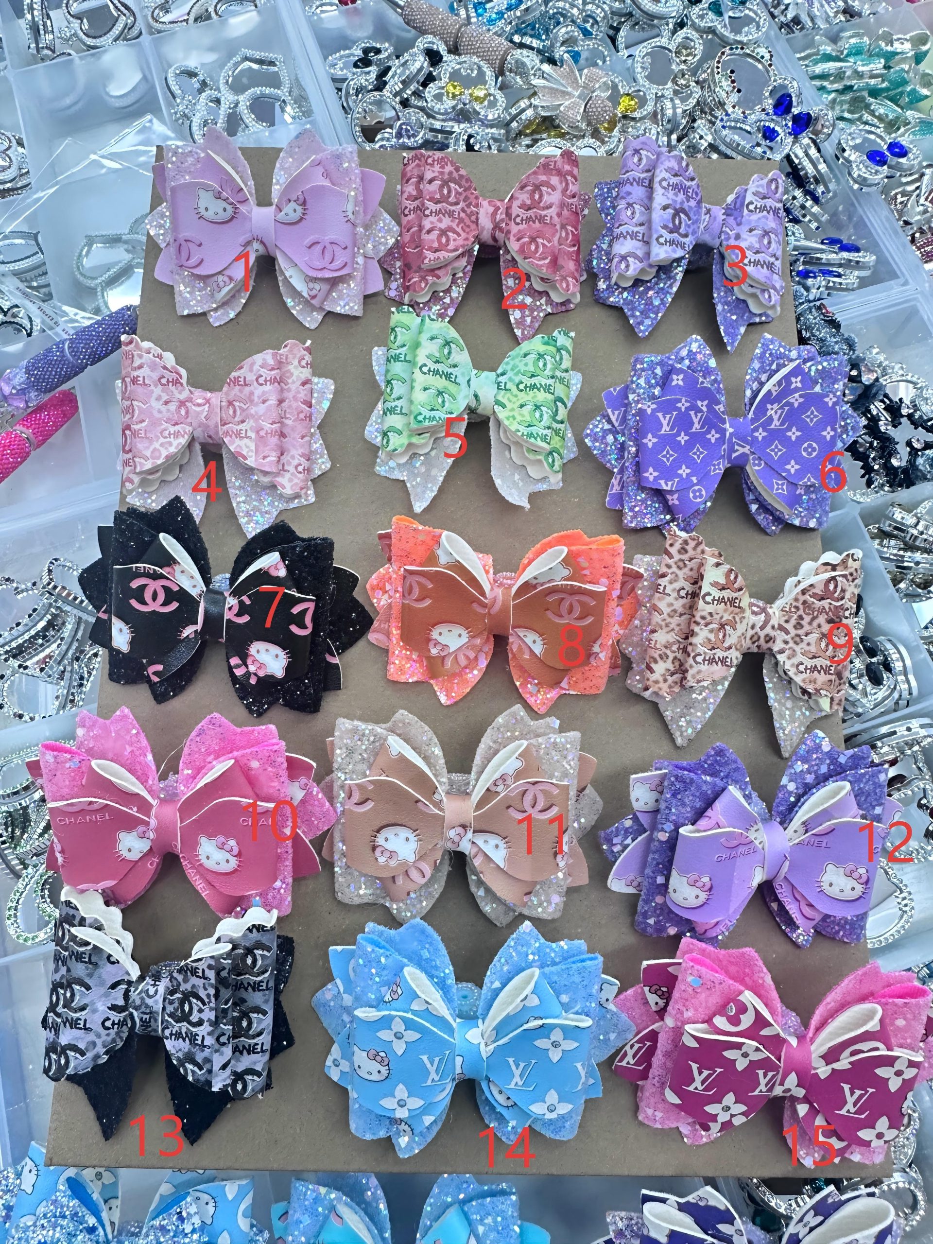 (A-148) 5PCS Rhinestone Bow DIY Accessories